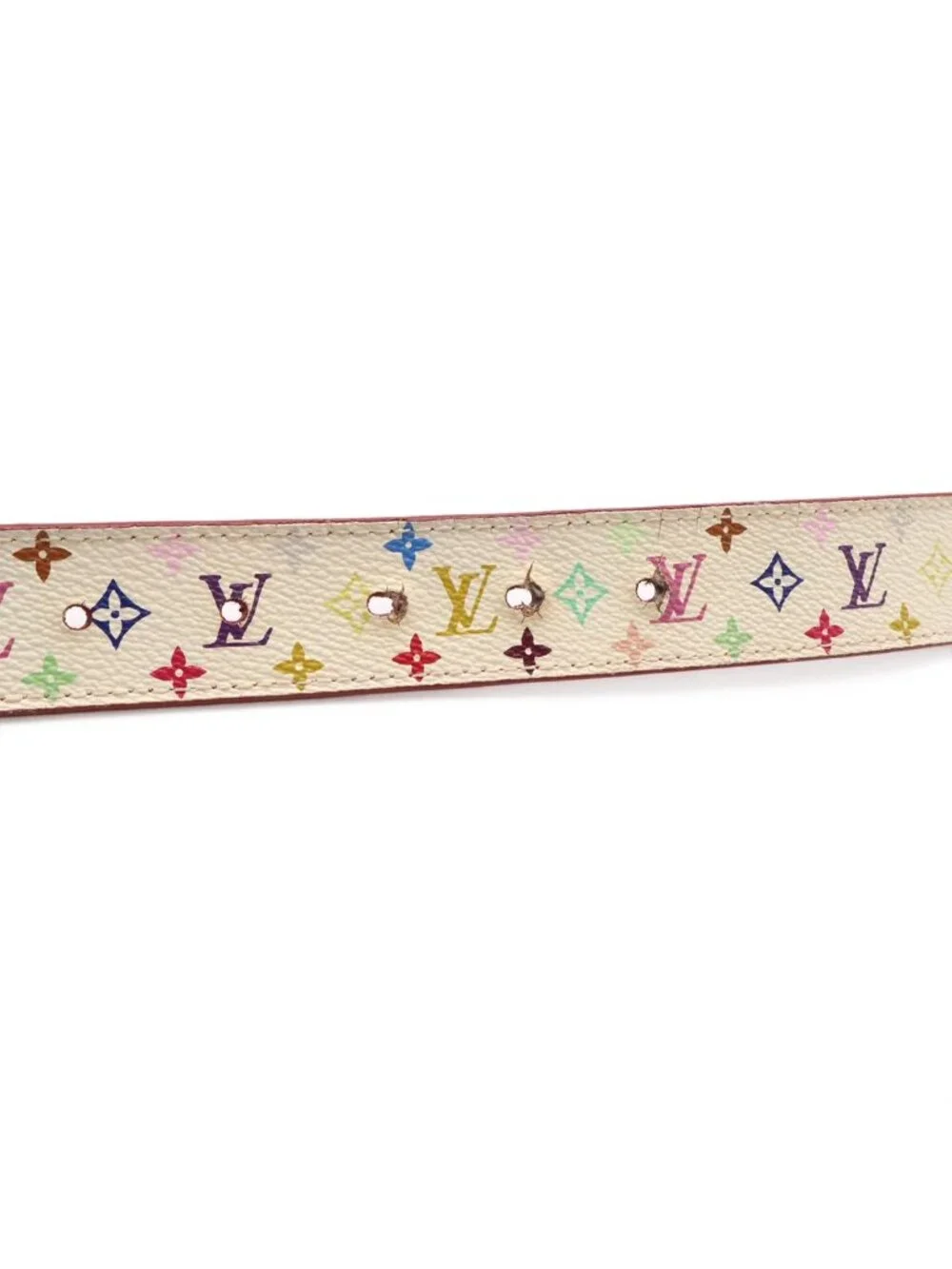 Louis Vuitton Monogram Multicolor Ceinture Carre Belt Leather Blanc White 80